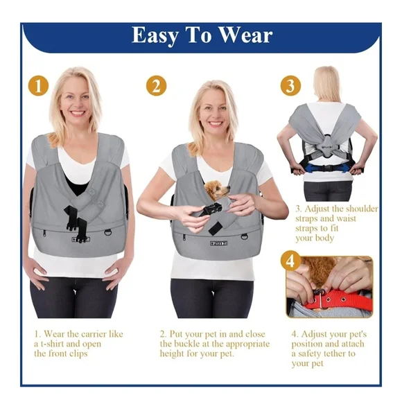 Pets Dog Carrier Sling in Gray by Abrand - Picture 7 of 7